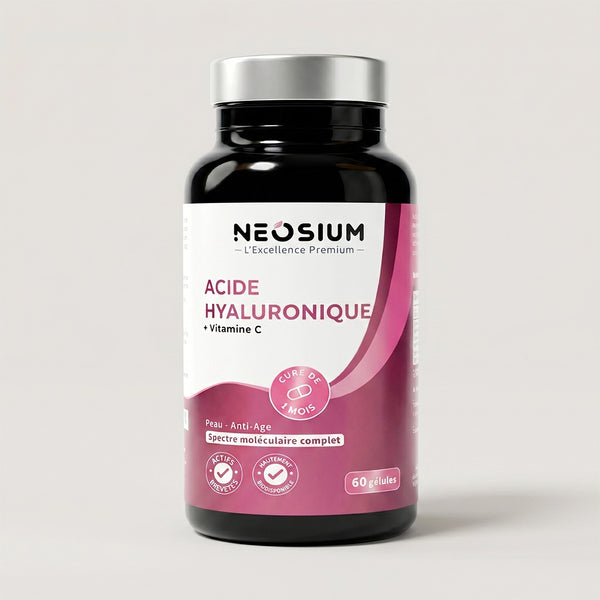 Acide Hyaluronique Neosium 60 gélules – Cure 1 mois, complément alimentaire beauté pour l'hydratation, l'élasticité et l'éclat de la peau | Neosium