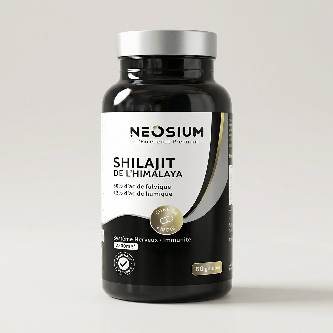 Shilajit de l’Himalaya 60 gélules – complément alimentaire naturel riche en acide fulvique pour l’énergie et la vitalité quotidienne | Neosium FRANCE